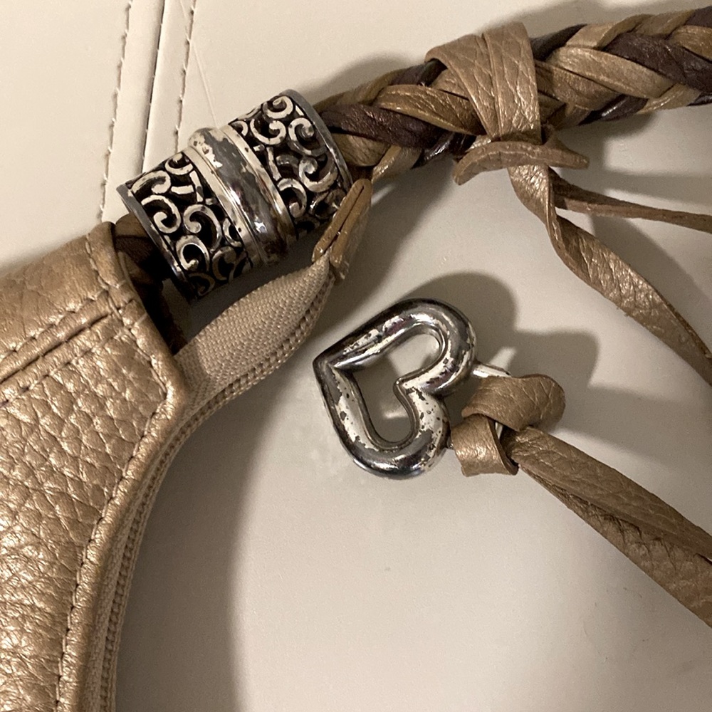 Brighton Gold/Tan Braided Handle Genuine Leather Bag - Picture 12 of 13